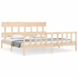 Cadru de pat cu tablie Super King Size, lemn masiv