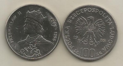 POLONIA 100 ZLOTI 1985 PREMYSLAW II [1] a UNC , livrare in cartonas foto