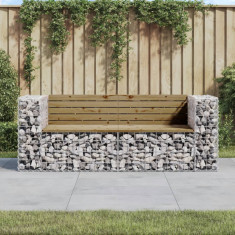 Banca de gradina cu gabion, 184x71x65,5 cm, lemn pin impregnat GartenMobel Dekor