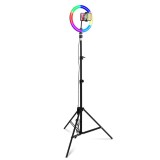 Cumpara ieftin Lampa circulara profesionala RGB LED Ring Light, diametru 26cm/10inch, trepied 160cm