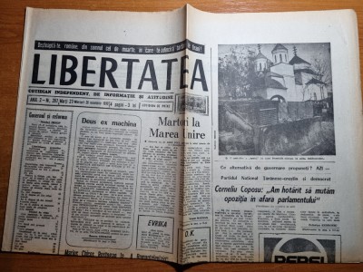 Libertatea 27-28 noiembrie 1990-corneliu coposu foto