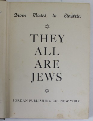 THEY ALL ARE JEWS , FROM MOSES TO EINSTEIN , 1937 foto
