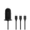 Adaptor 3 in 1 pentru bricheta auto + USB negru