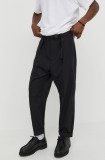 G-Star Raw pantaloni barbati, culoarea negru, drept