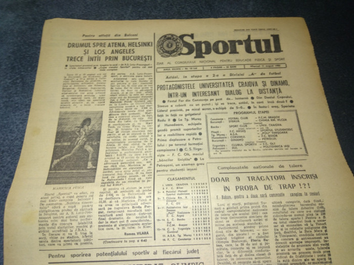 ZIARUL SPORTUL 11 AUGUST 1982