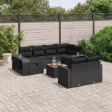 Cumpara ieftin Set canapele de grădină cu perne, 11 piese, negru, poliratan