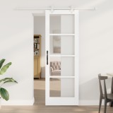 Ușă glisantă vidaXL cu set de hardware Alb 73.5x211 cm din lemn masiv de pin