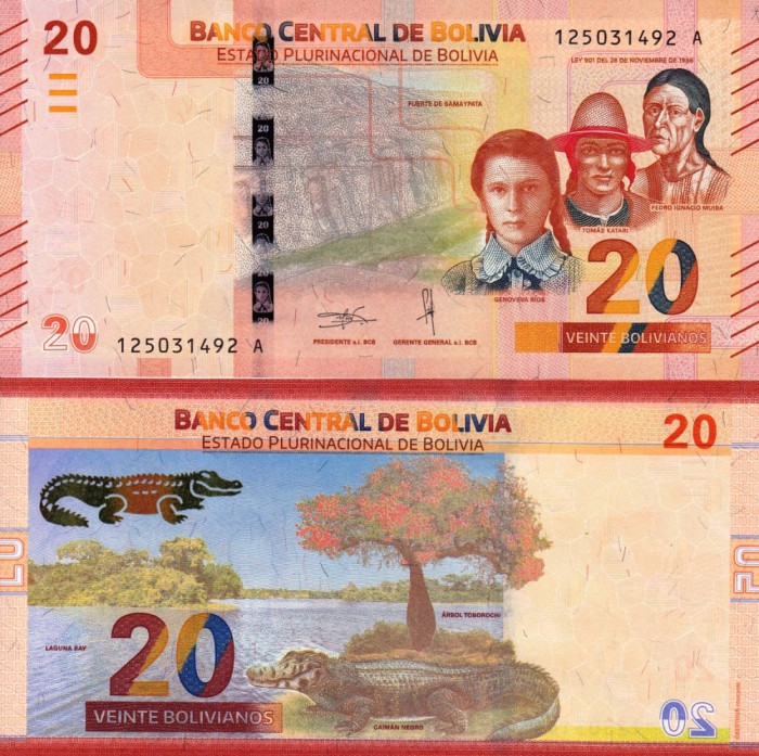 BOLIVIA 20 bolivianos 2018 UNC!!!