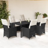 Cumpara ieftin Gossi set mobilier de gradina cu perne, 7 piese, negru, poliratan