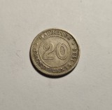 Mauritius 20 Twenty Cents 1886 Regina Victoria