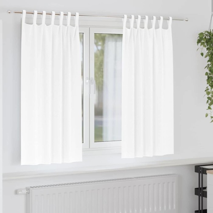 Perdele cu perdele 2 pcs Alb pur Poliester