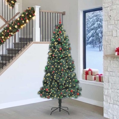vidaXL Pom de Crăciun artificial pre-luminat cu set de globuri 240 cm 3396198 foto