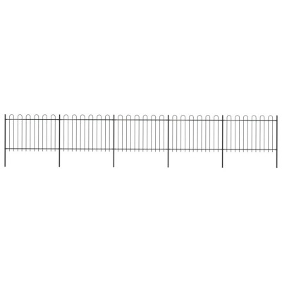 vidaXL Gard de grădină cu v&amp;acirc;rf curbat, negru, 8,5 x 1,2 m, oțel foto