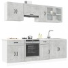 Set dulapuri de bucătărie 8 piese &bdquo;Kalmar&rdquo; gri beton Lemn