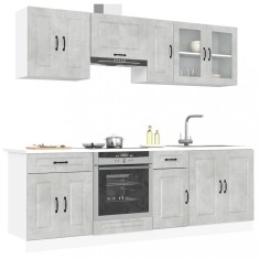 vidaXL Set dulapuri de bucătărie 8 piese &bdquo;Kalmar&rdquo; gri beton Lemn