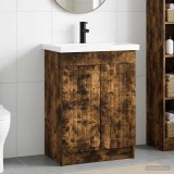 Cumpara ieftin Set de mobilier pentru baie Stejar fumuriu 78,5 x 37,5 x 81 cm