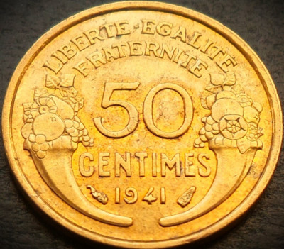 Moneda istorica 50 CENTIMES - FRANTA, anul 1941 * cod 4908 = UNC + luciu batere foto