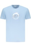 Cumpara ieftin Trussardi Tricou barbati, din bumbac, cu imprimeu grafic, Regular fit, Albastru deschis, S