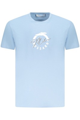 Trussardi Tricou barbati, din bumbac, cu imprimeu grafic, Regular fit, Albastru deschis, S foto