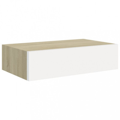 Dulap de perete cu sertar, alb și stejar, 40x23,5x10 cm, MDF foto