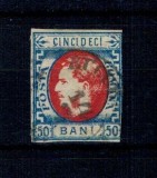 1869 - Carol I cu favoriți, 50 bani, stampilat