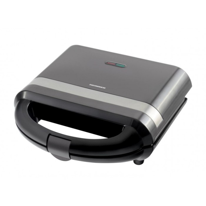 Sandwich maker Heinner, 700 W, placi grill, 2 sandwich-uri, Negru/Argintiu