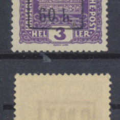 ROMANIA 1919 ocupatia Pocutia timbru rar sursarj CMT 60 heller pe Austria 3h MNH