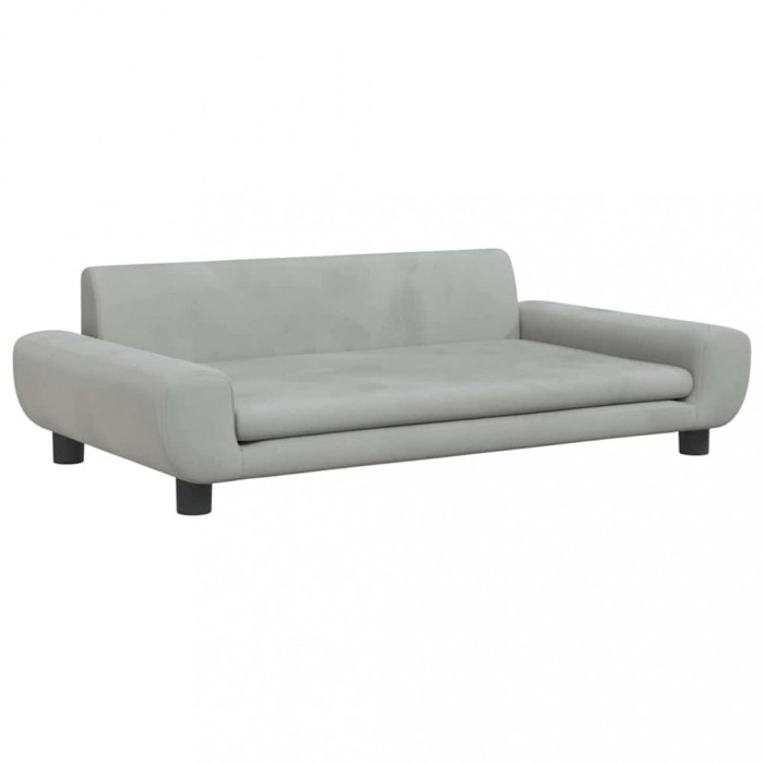 Pat de caini, gri deschis, 100x54x33 cm, catifea
