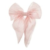 Clamă de păr cu fundă roz din organza cu lurex argintiu, pentru copii, 12 cm, CMCLASS