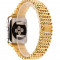 Curea iUni compatibila cu Apple Watch 1/2/3/4/5/6/7, 44mm, Luxury, Otel Inoxidabil, Gold