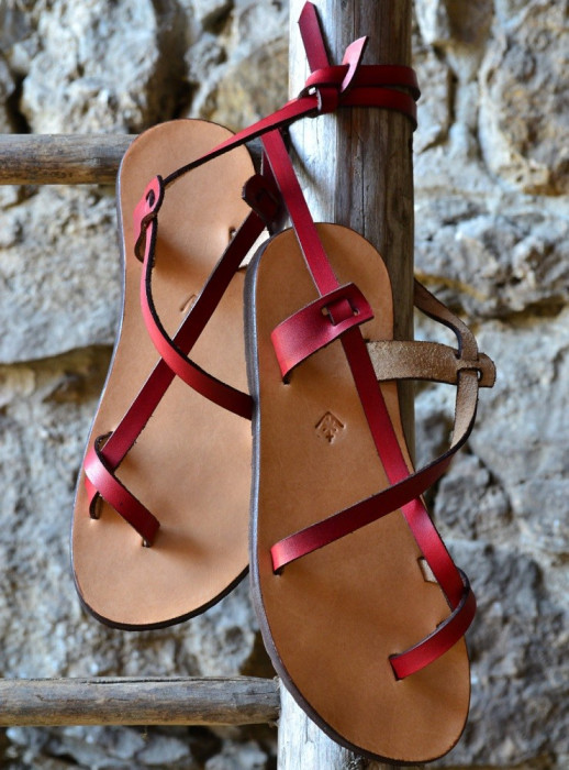 Sandale Dama Model Traveller Piele Naturala Rosu - Curele Complet Ajustabile