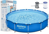 Piscina family gigant cu cadru metalic Bestway 56681 366 x 76 cm cu pompa filtrare 6473 litri