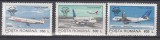 ROMANIA 1994 LP 1350 - 50 DE ANI ORGANIZATIA INTERNATIONALA A AVIATIEI CIVILE (OACI) VALORILE 350 LEI 500 LEI 635 LEI HARTIE ALBA CRETATA STARE MNH