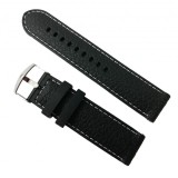 Curea Neagr? Silicon, cus?tur? alb? - 22mm, Time Veranda