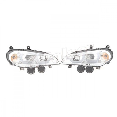 Far Bmw X5 (E70), 10.2006-11.2013, model: versiunea fara faruri xenon, tuning, montare fata, stanga+dreapta, cu lentile; cu lumini de zi tip LED; H1+ foto
