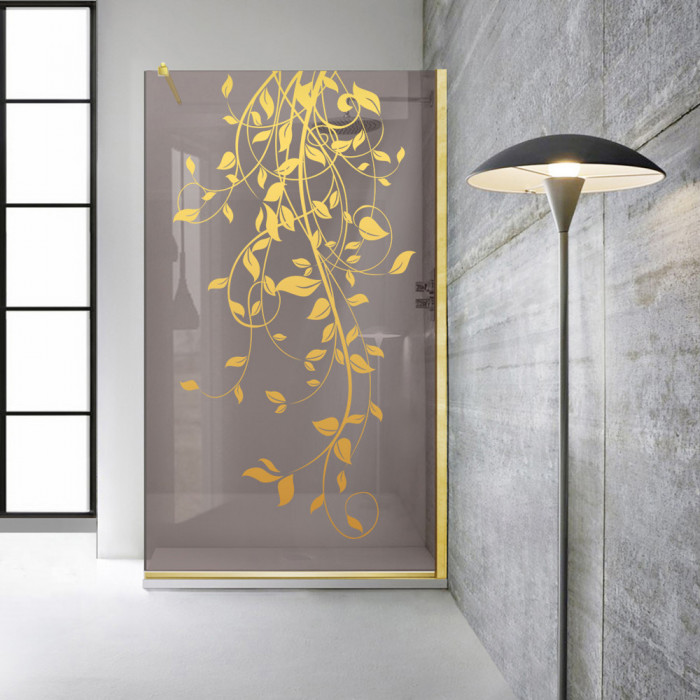 Paravan dus walk-in Aqua Roy Gold, model Dance auriu, sticla 8 mm bronz, securizata anticalcar, 90x195 cm