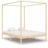 Cumpara ieftin Cadru pat cu baldachin,180 x 200 cm, lemn masiv de pin