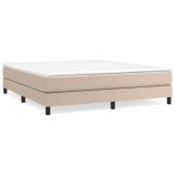 Cumpara ieftin Pat box spring cu saltea, cappuccino, 160x200cm piele ecologica