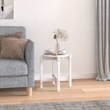 Măsuță Cafea VidaXL Alb, Lemn Masiv Pin, &Oslash; 42.5x45 cm - Masă Sufragerie, Design Rustic, Blat Practic