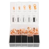 Set conectori inel din cupru cu tub termocontractabil 160 piese AMiO