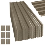 Outsunny Set de 12 Panouri pentru Acoperiș din Oțel Galvanizat 7m&sup2; pentru Căsuță de Unelte Șopron 129x45cm Maro | Aosom Romania