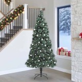 VidaXL Brad artificial pre-luminat cu set de bile Verde 240 cm PET 3396193