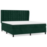 Cumpara ieftin Pat box spring cu saltea, verde inchis, 160x200 cm, catifea
