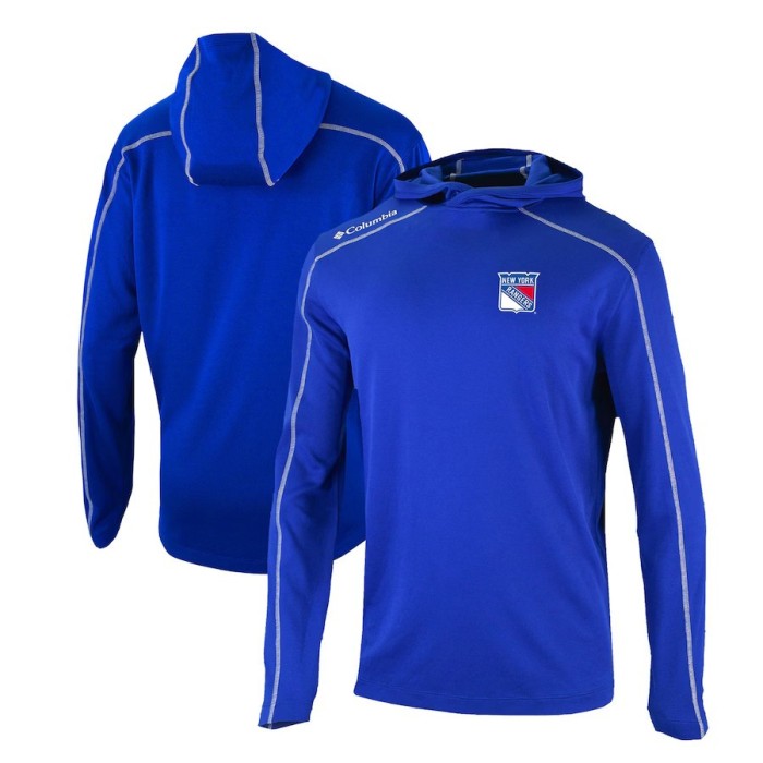 New York Rangers hanorac de bărbați cu glugă Omni-Wick Shotgun Long Sleeve blue - M