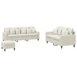 Cumpara ieftin Set de canapele cu perne, 3 piese, crem, catifea