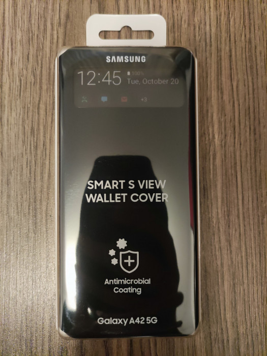 Husa S View Wallet Cover neagra pentru Samsung A42