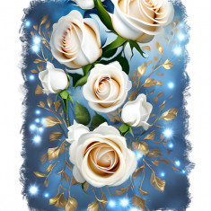 Sticker decorativ, Trandafiri, Alb, 70 cm, 9239ST
