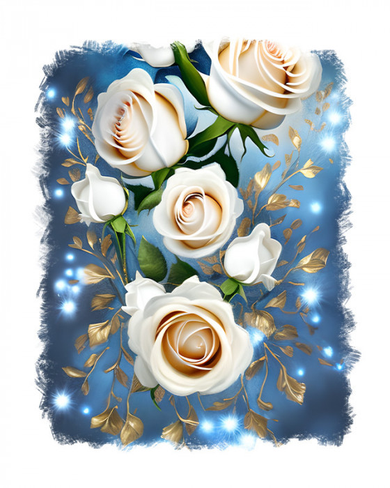 Sticker decorativ, Trandafiri, Alb, 70 cm, 9239ST