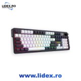 Tastatura gaming mecanica bluetooth/cu fir Redragon Terraflare, Iluminare RGB, Switch-uri liniare Mint Mambo, display OLED 1.41 inch customizabil, Neg