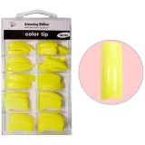 Cumpara ieftin Tipsuri unghii, colorate, nr.1 - 10 - galben clasic, 100buc, AMAZING SHINE